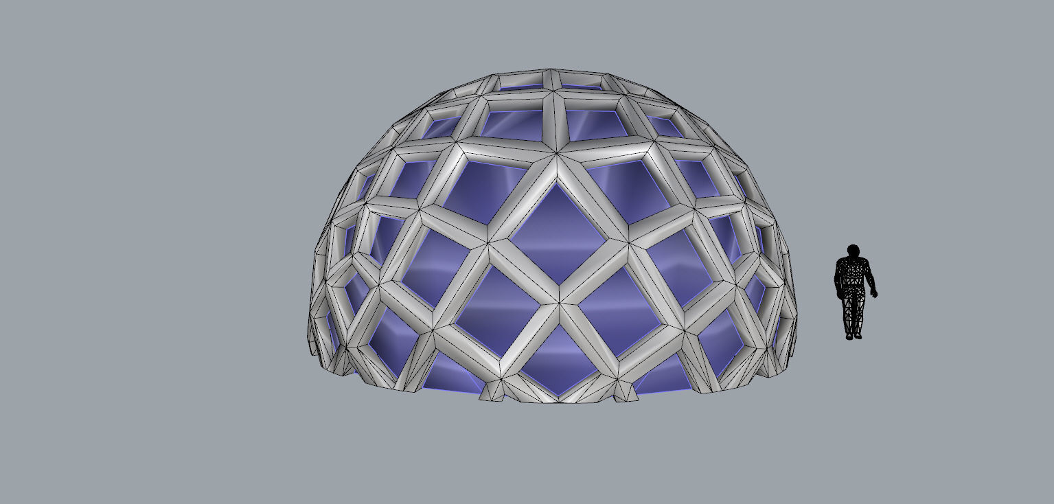 Geodesic Dome Like structure with panels 3D model_21