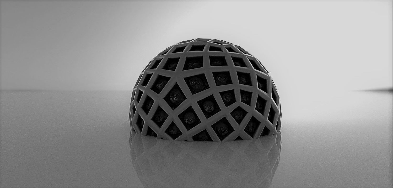 Geodesic Dome Like structure with panels 3D model_1