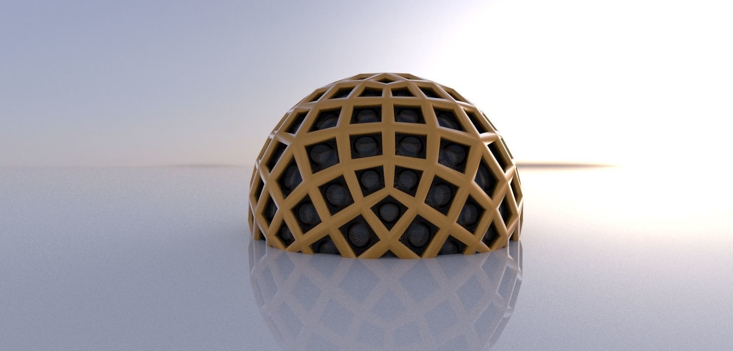 Geodesic Dome Like structure with panels 3D model_4