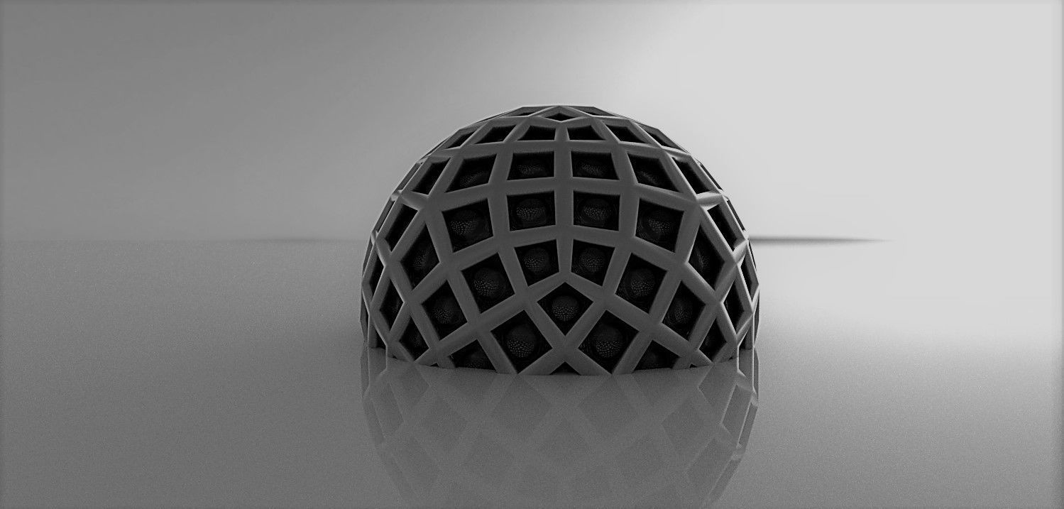 Geodesic Dome Like structure with panels 3D model_3
