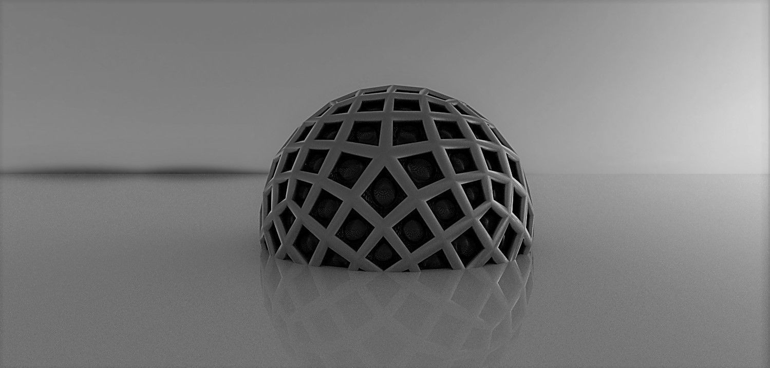 Geodesic Dome Like structure with panels 3D model_5