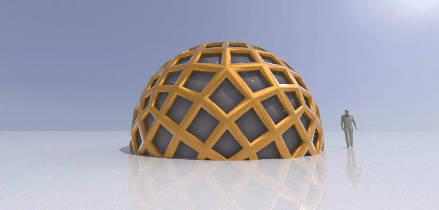 Geodesic Dome Like structure with panels 3D model_0