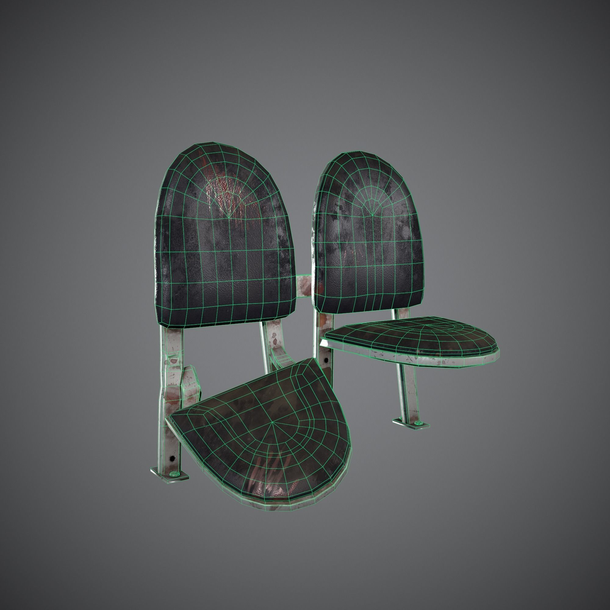Post-apocalyptic Waiting Seats Low-poly PBR Low-poly 3D model_11