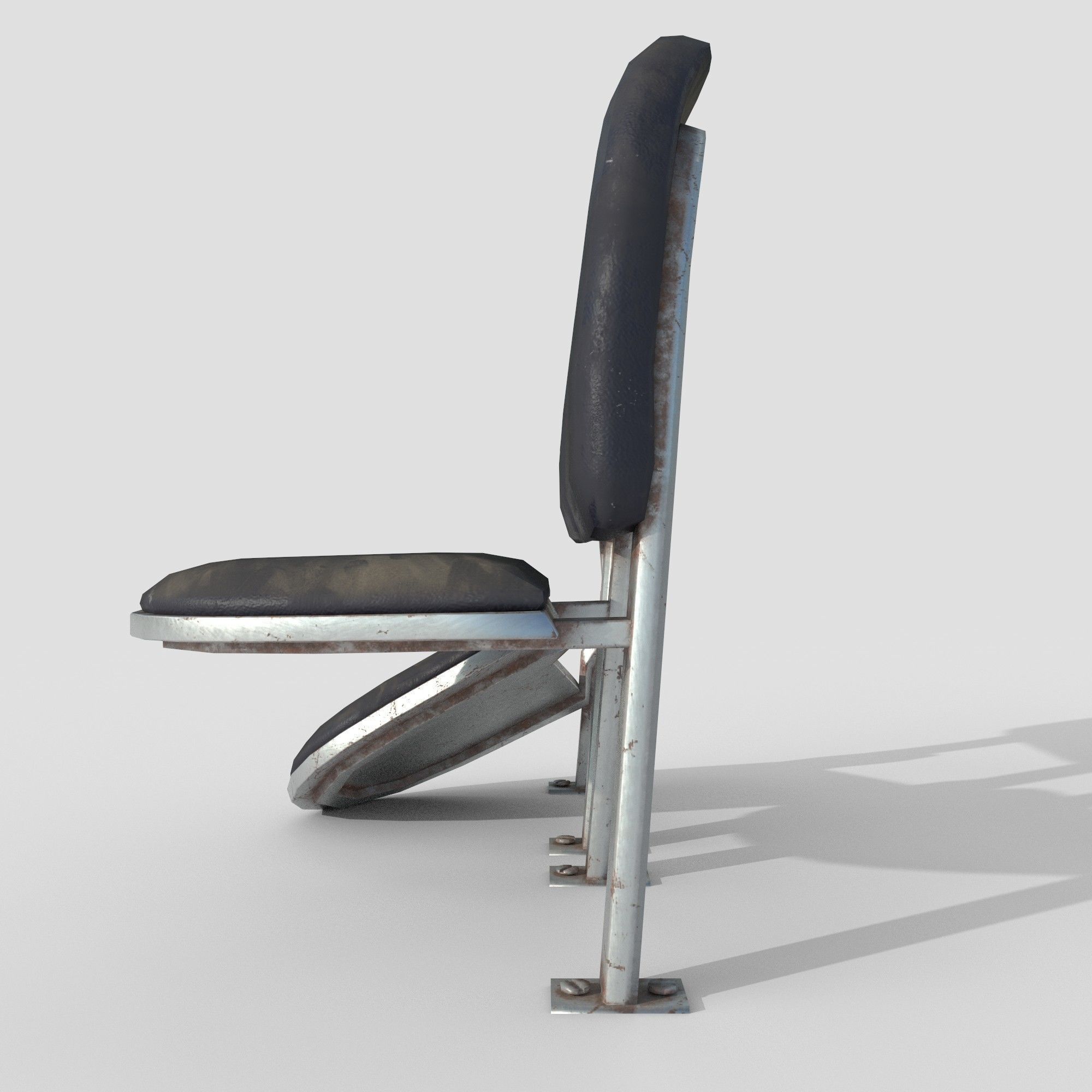 Post-apocalyptic Waiting Seats Low-poly PBR Low-poly 3D model_6