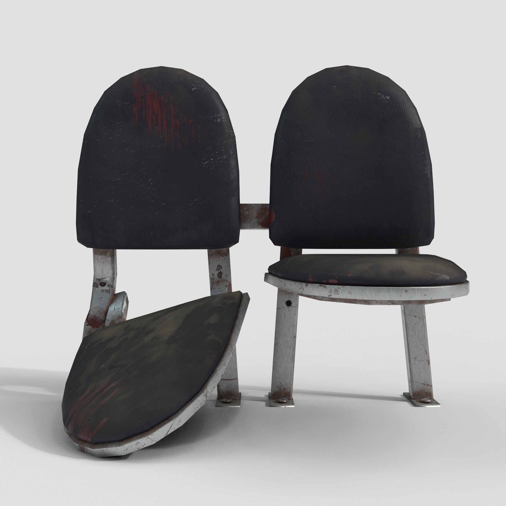 Post-apocalyptic Waiting Seats Low-poly PBR Low-poly 3D model_5