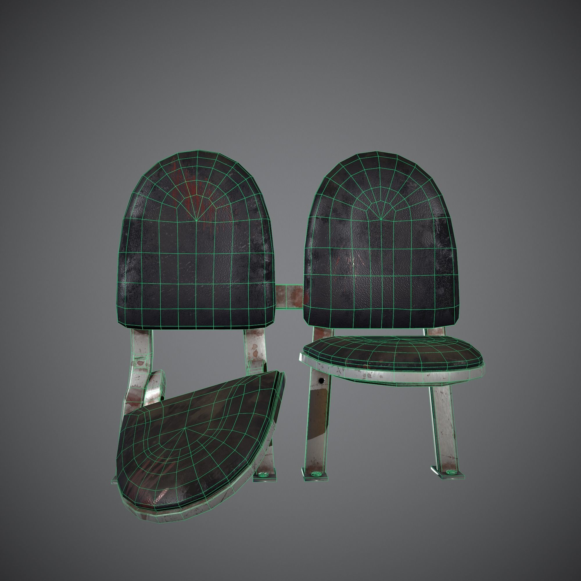 Post-apocalyptic Waiting Seats Low-poly PBR Low-poly 3D model_10