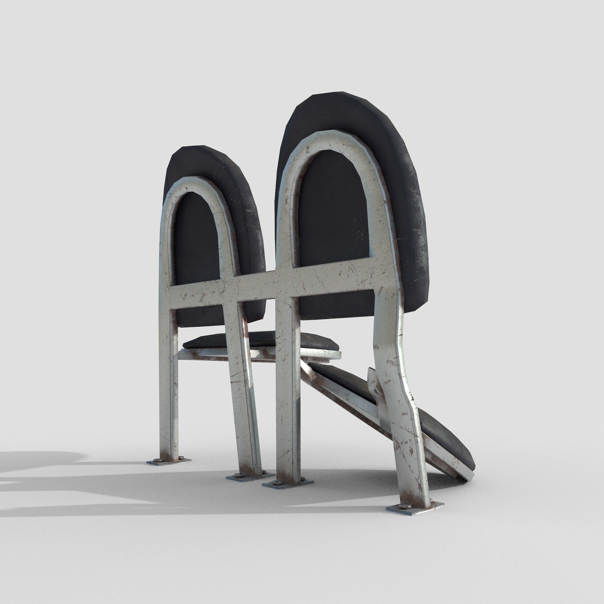 Post-apocalyptic Waiting Seats Low-poly PBR Low-poly 3D model_8