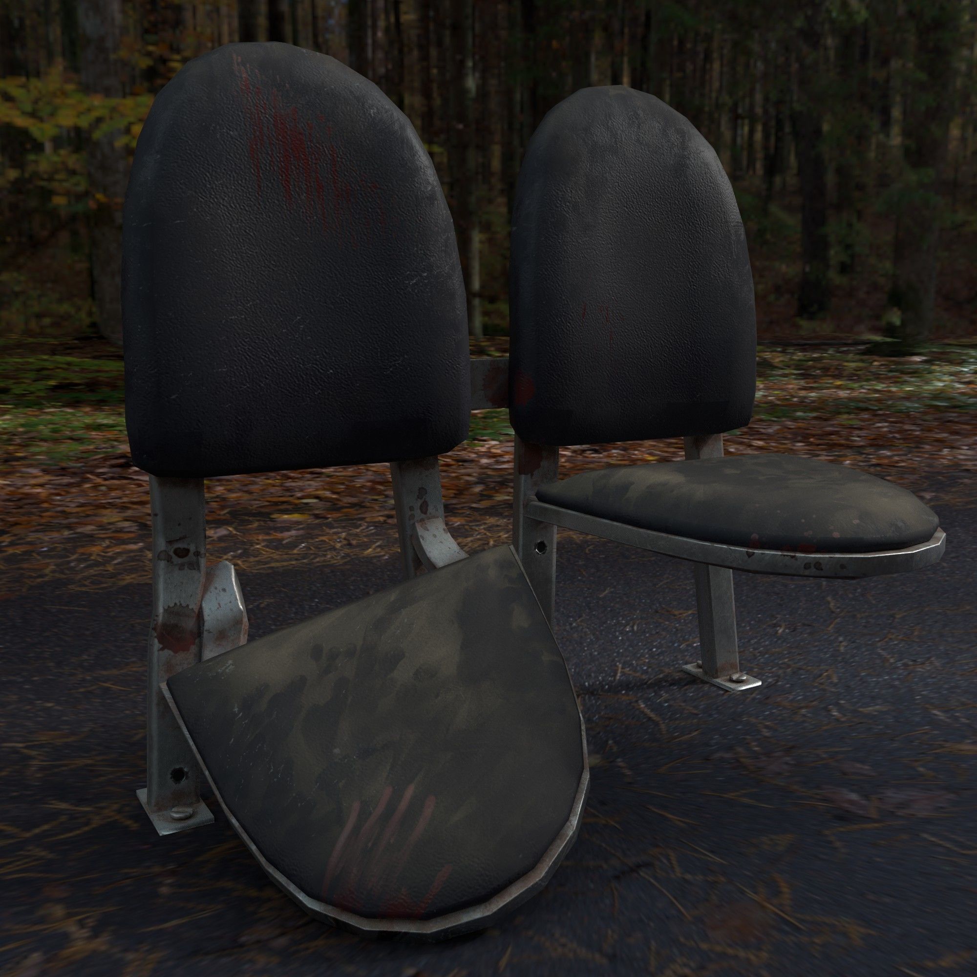 Post-apocalyptic Waiting Seats Low-poly PBR Low-poly 3D model_9