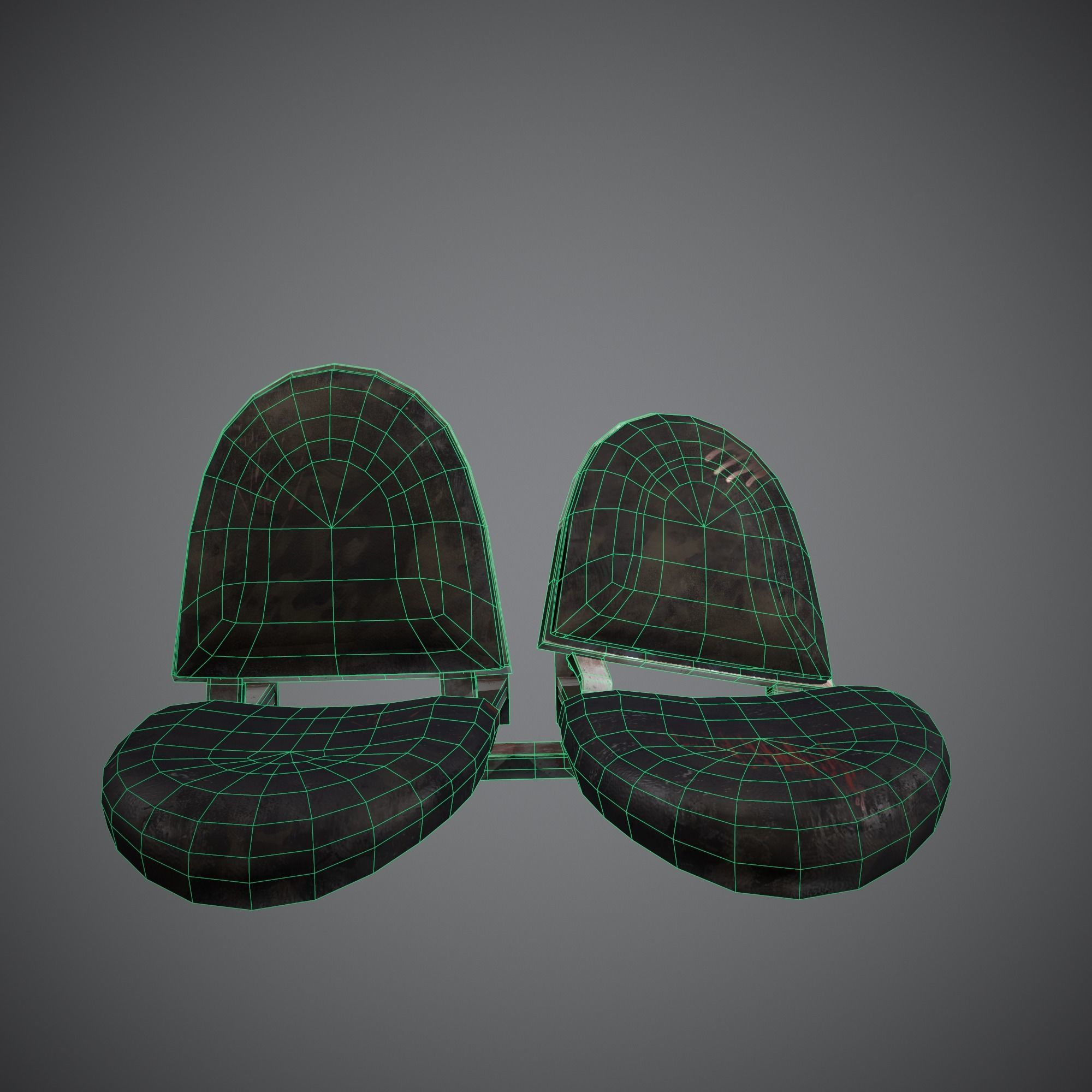 Post-apocalyptic Waiting Seats Low-poly PBR Low-poly 3D model_15