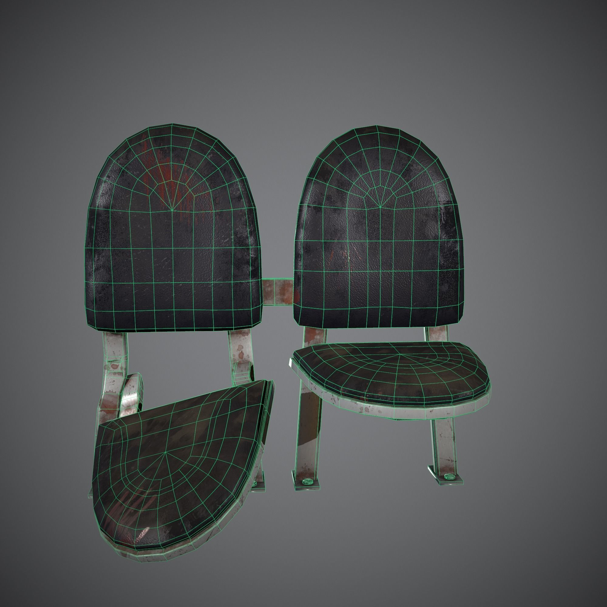 Post-apocalyptic Waiting Seats Low-poly PBR Low-poly 3D model_13