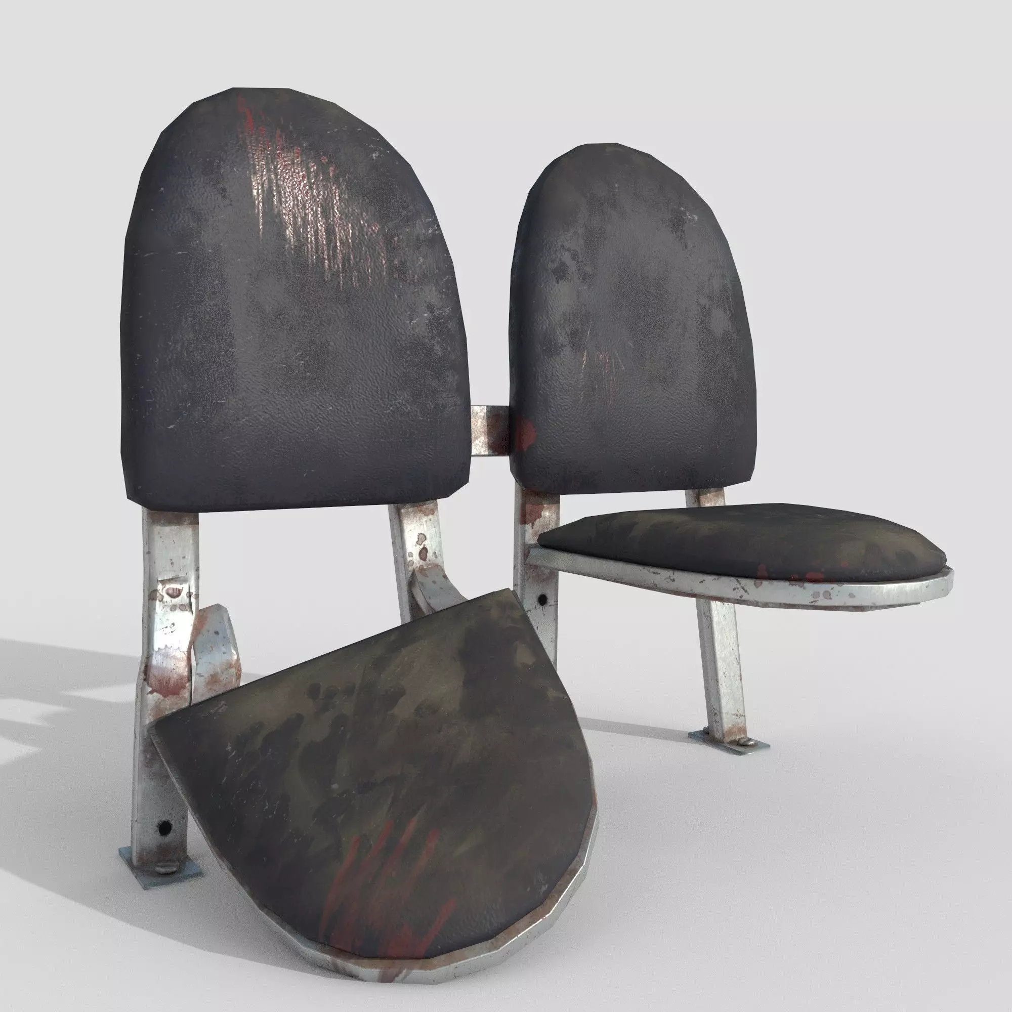 Post-apocalyptic Waiting Seats Low-poly PBR Low-poly 3D model_0