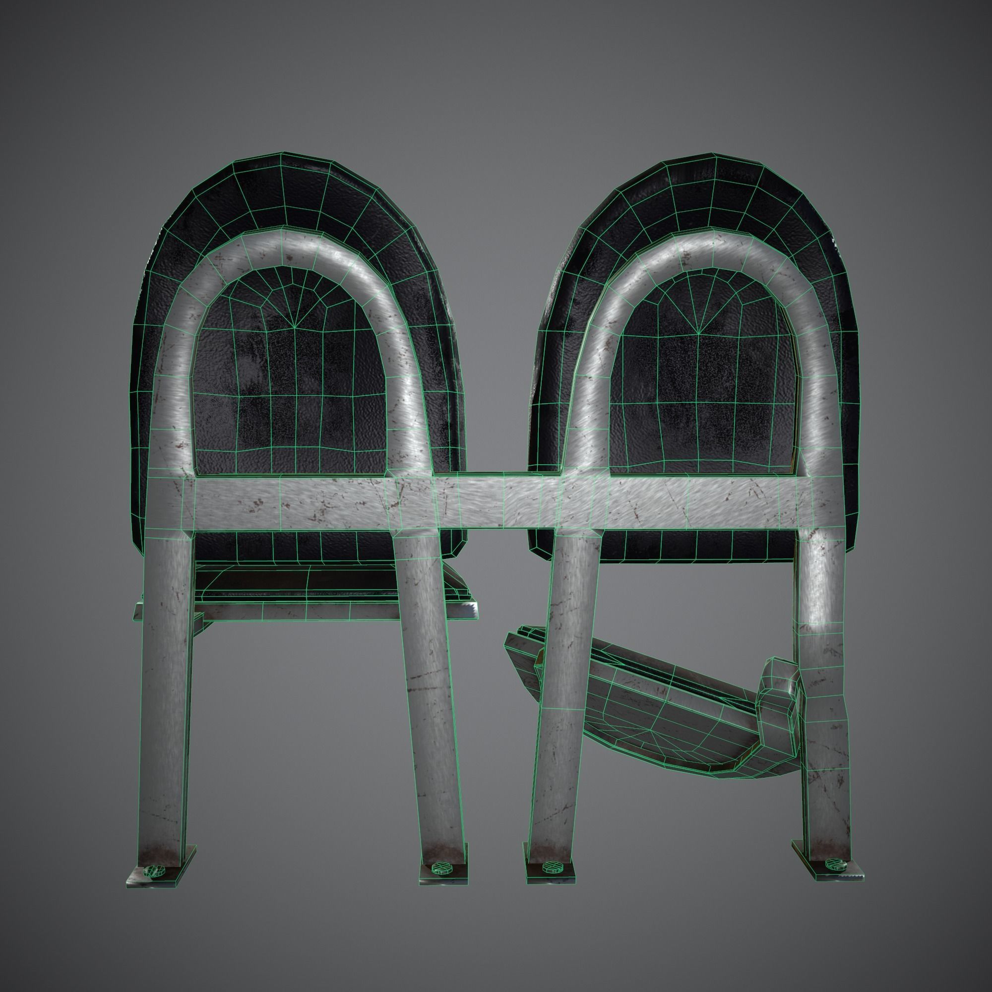 Post-apocalyptic Waiting Seats Low-poly PBR Low-poly 3D model_14