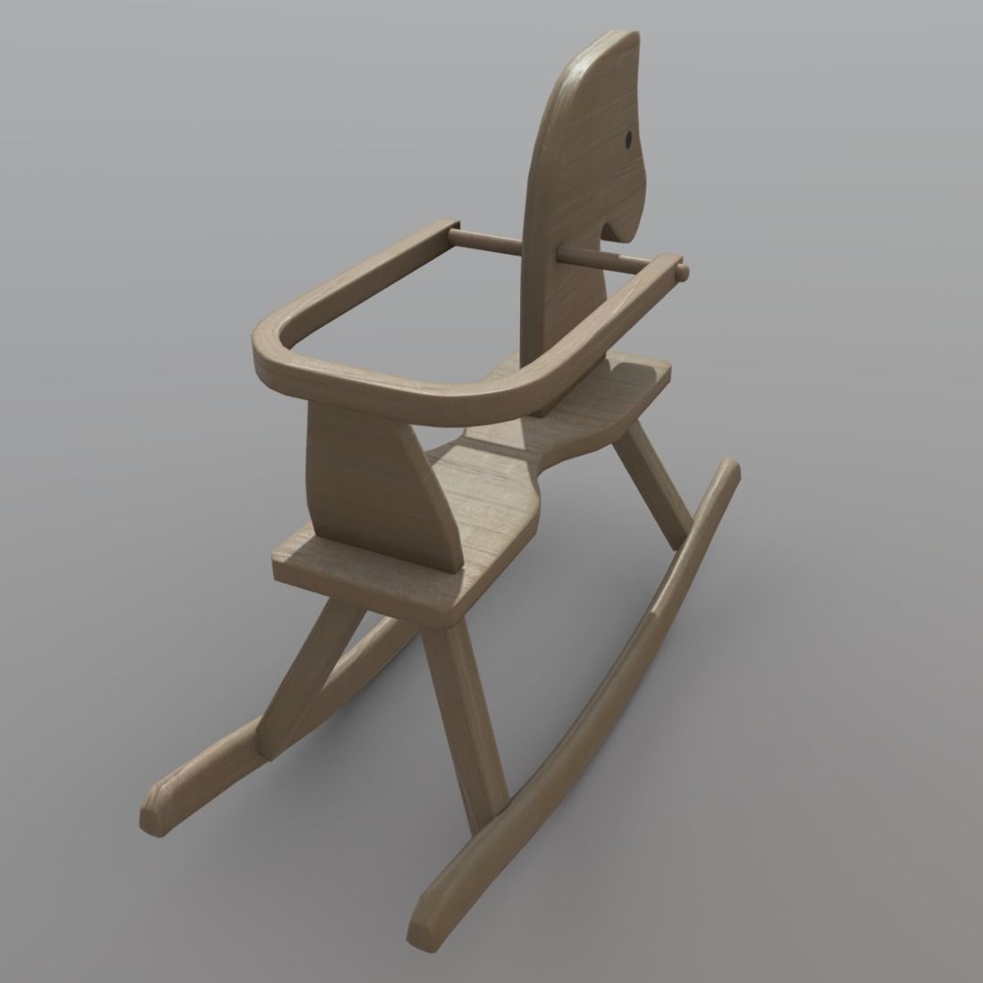 Rocking Horse Low-poly 3D model_4