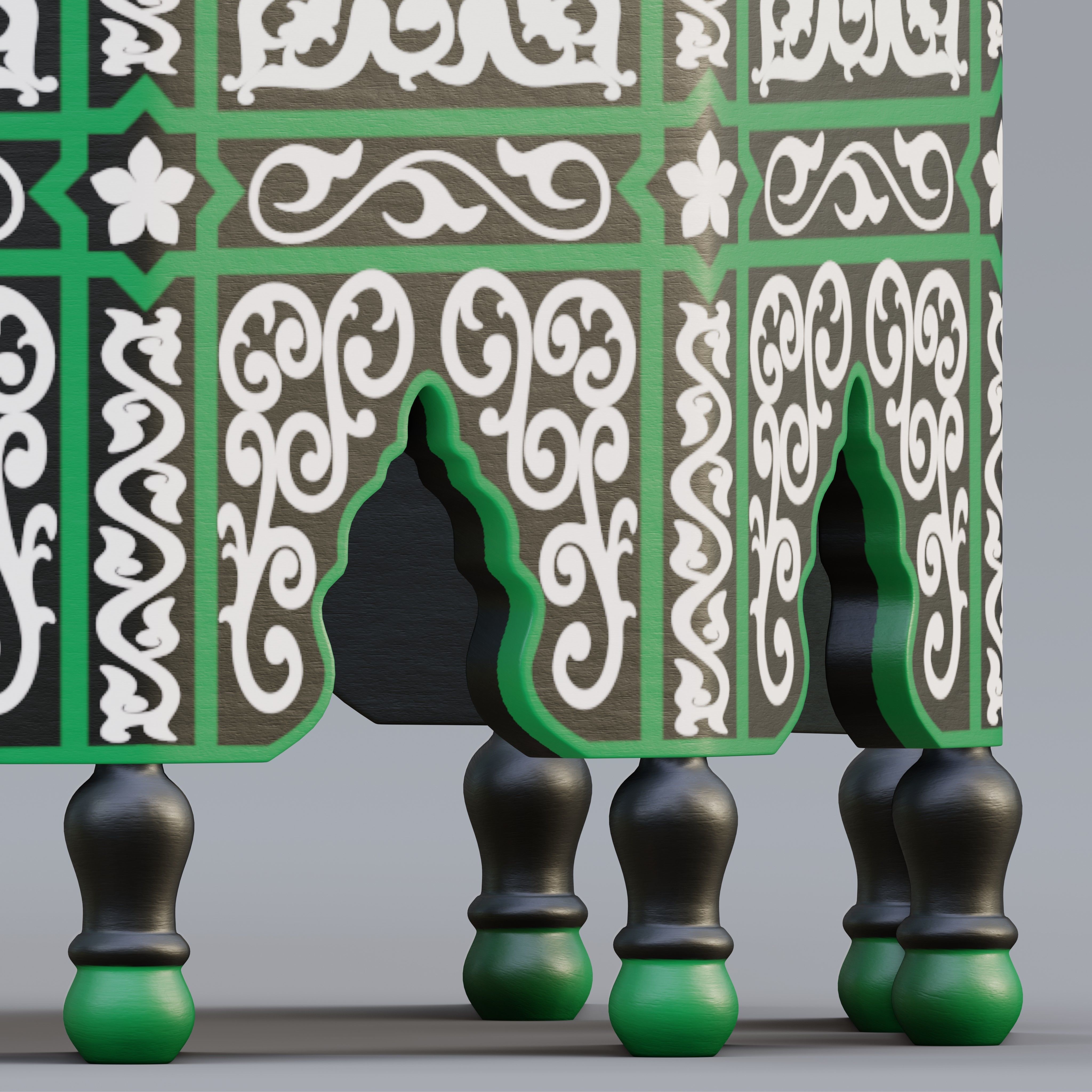 Vintage Moroccan large table 02 3D model_3