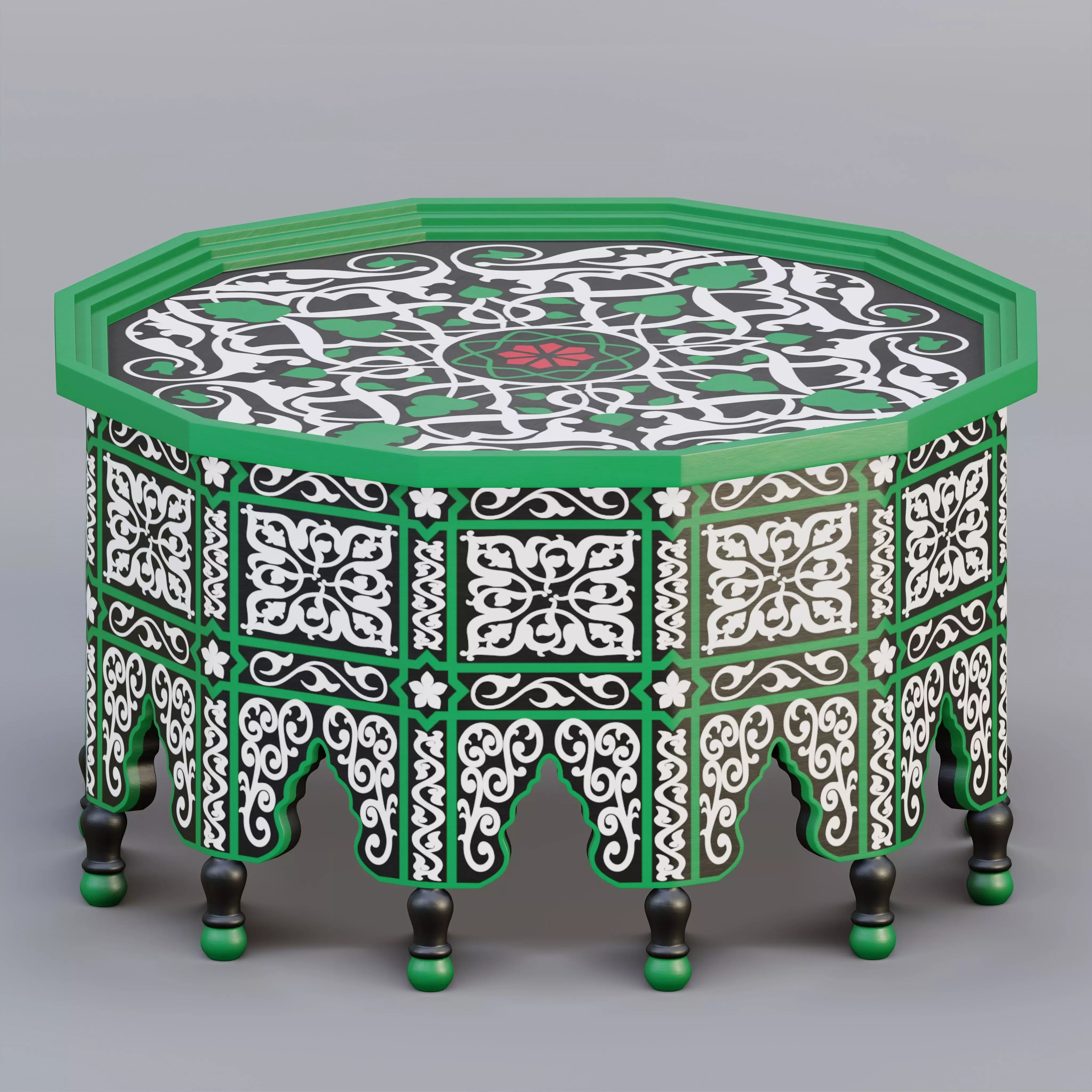 Vintage Moroccan large table 02 3D model_0