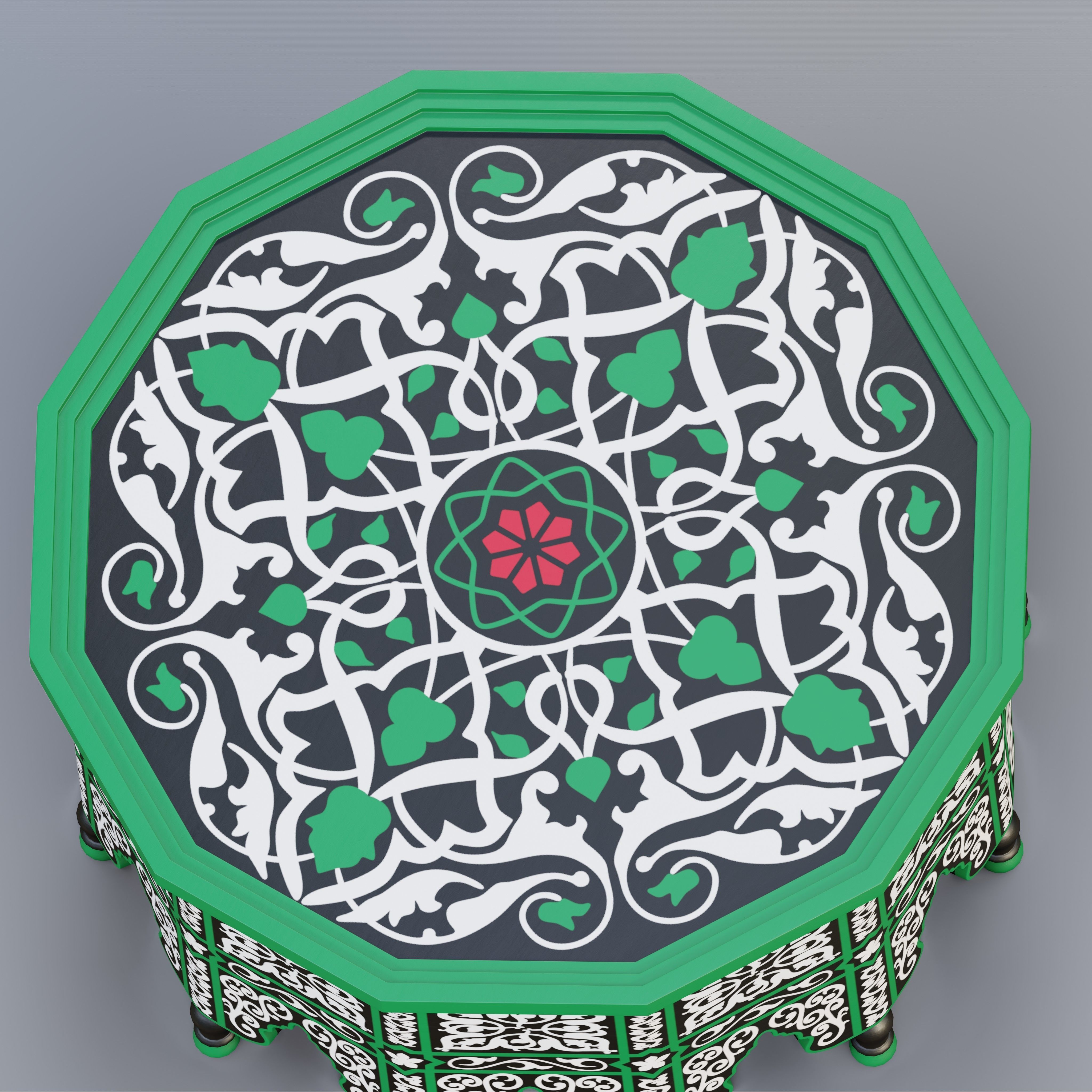 Vintage Moroccan large table 02 3D model_1