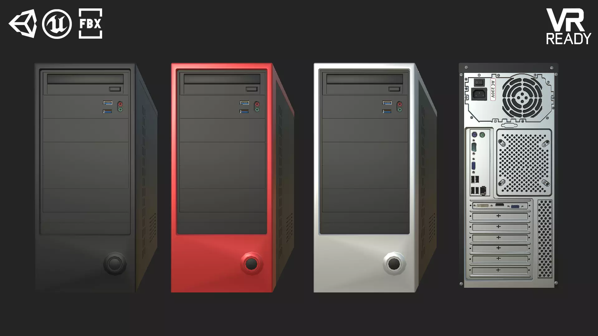 Desktop Computer Low-poly 3D model_0