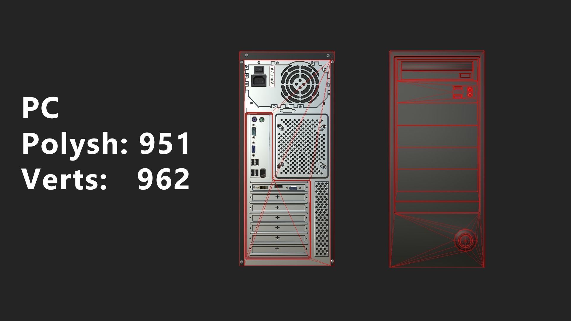 Desktop Computer Low-poly 3D model_2