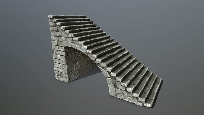 stairs stone staircase Low-poly 3D model