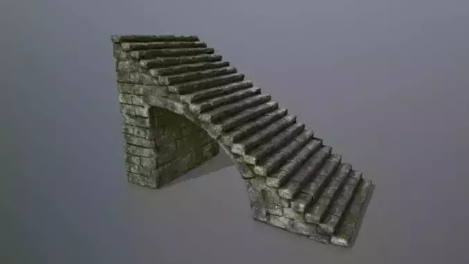 stairs stone wall Low-poly 3D model