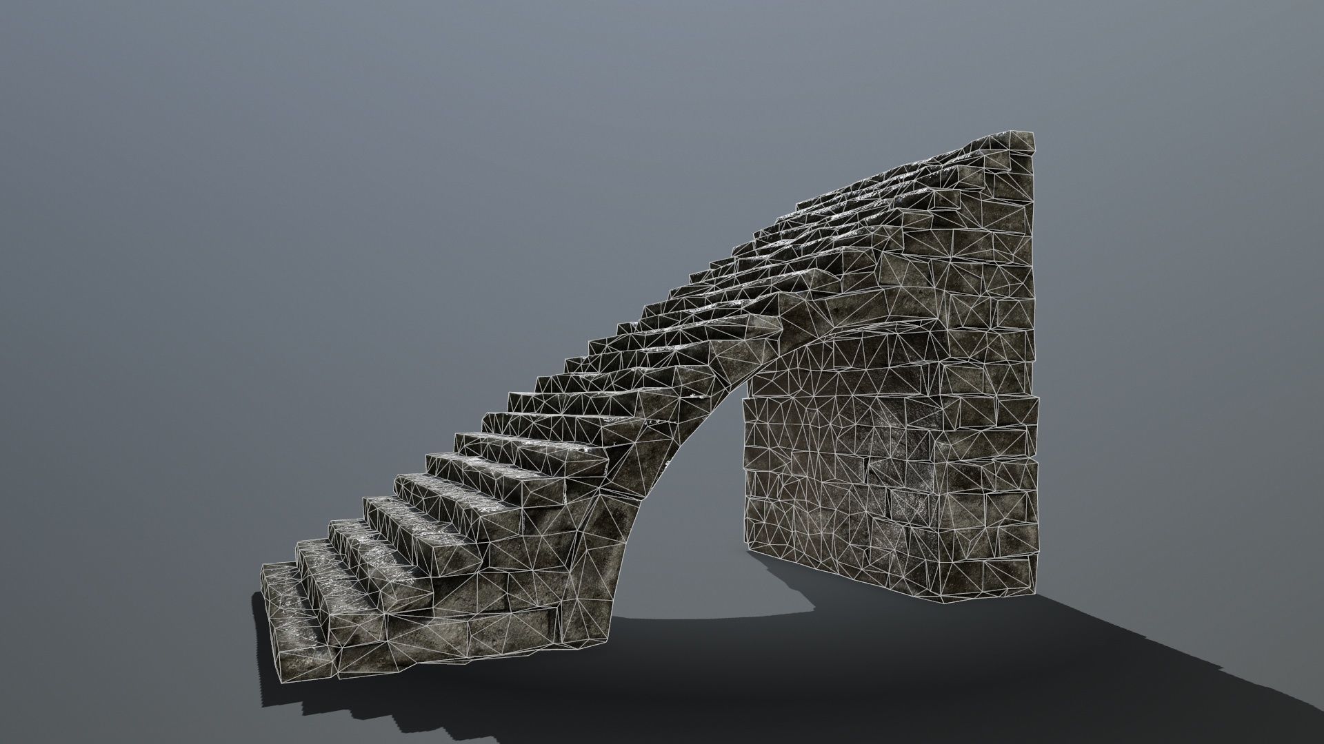 stairs stone staircase Low-poly 3D model_14