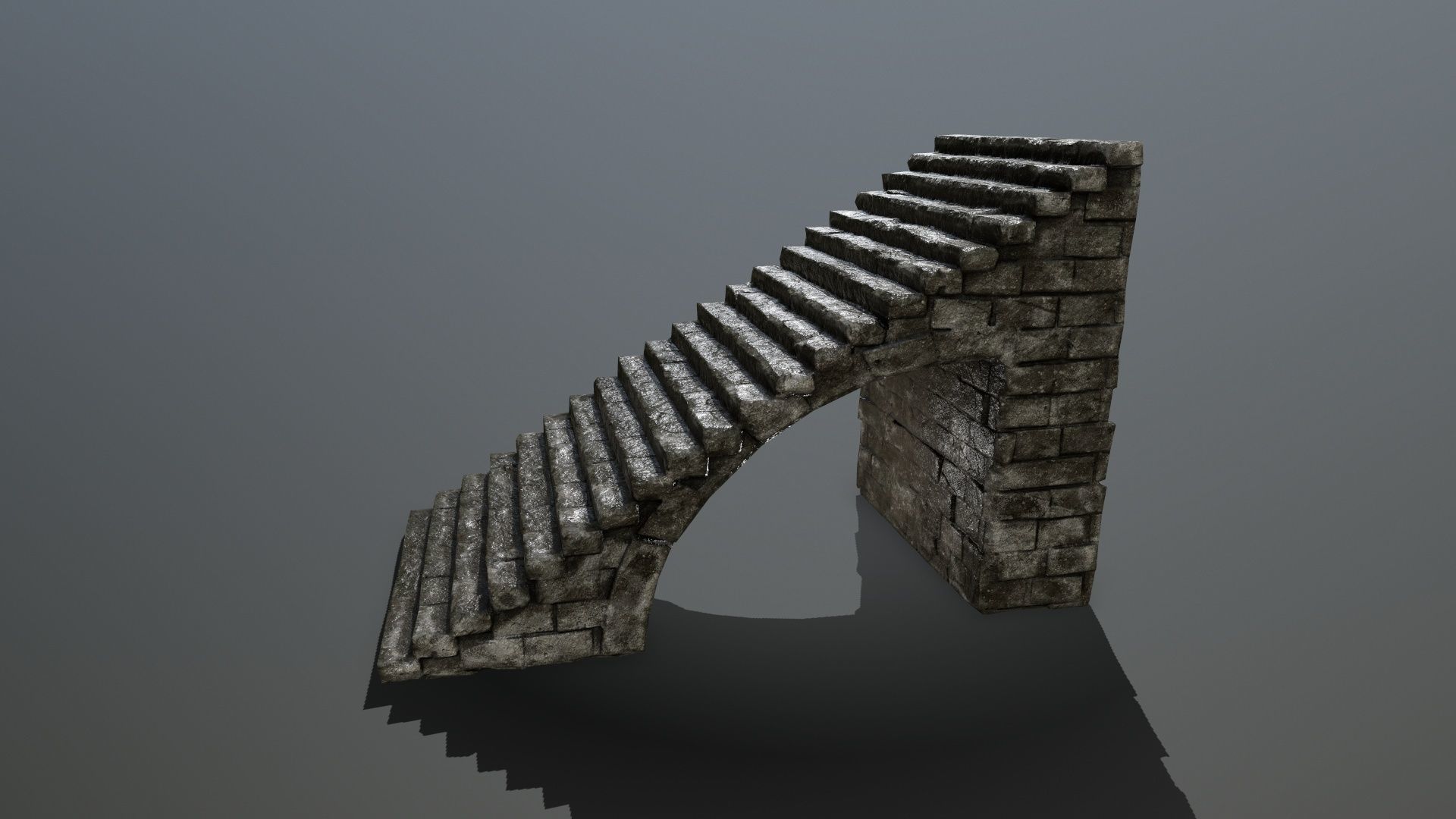 stairs stone staircase Low-poly 3D model_5