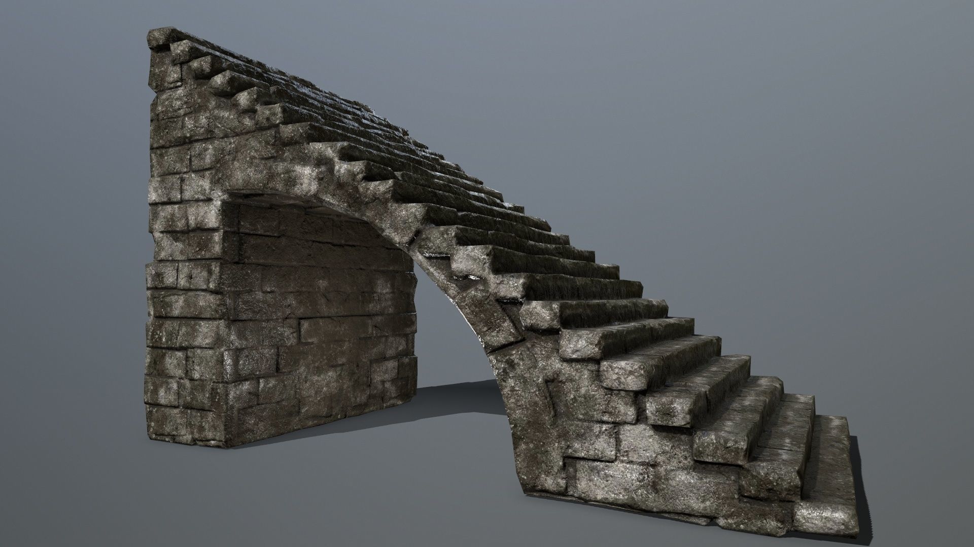 stairs stone staircase Low-poly 3D model_9