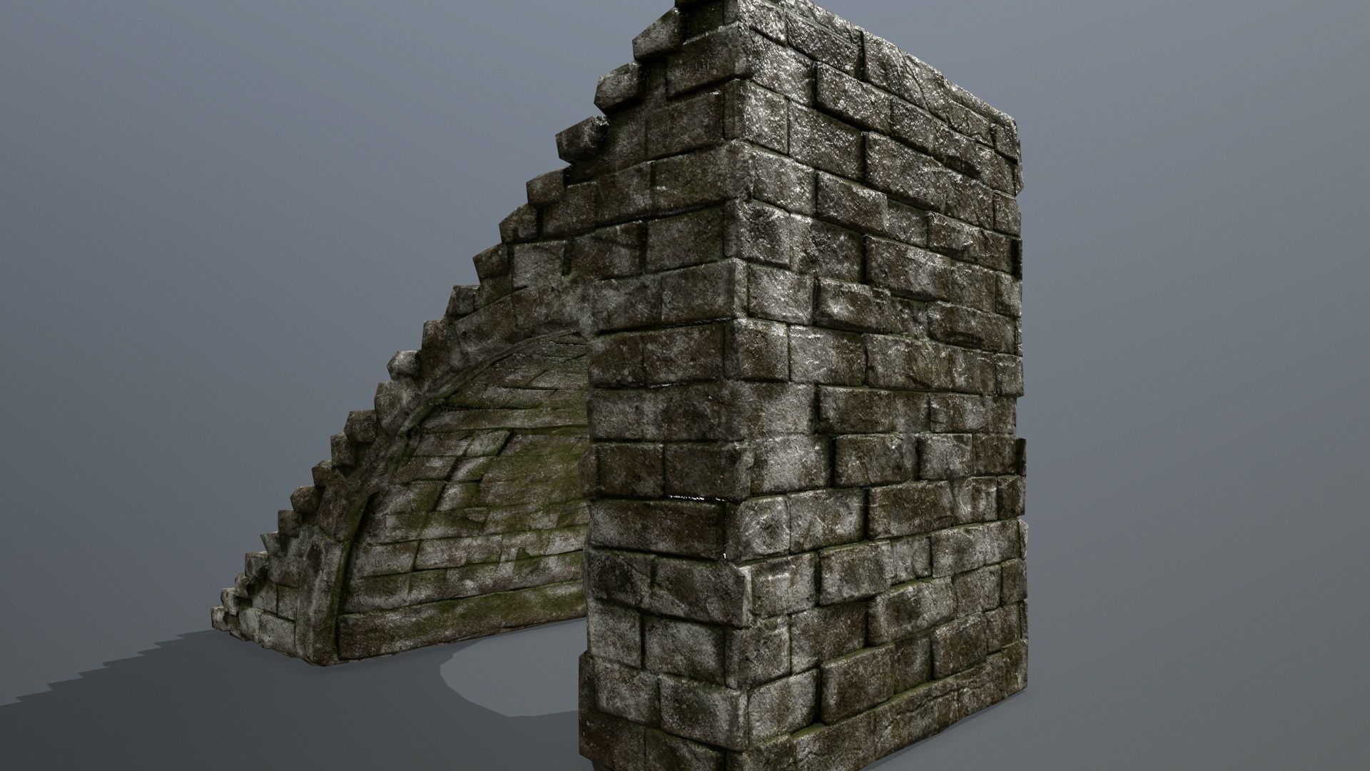 stairs brick wall Low-poly 3D model_10