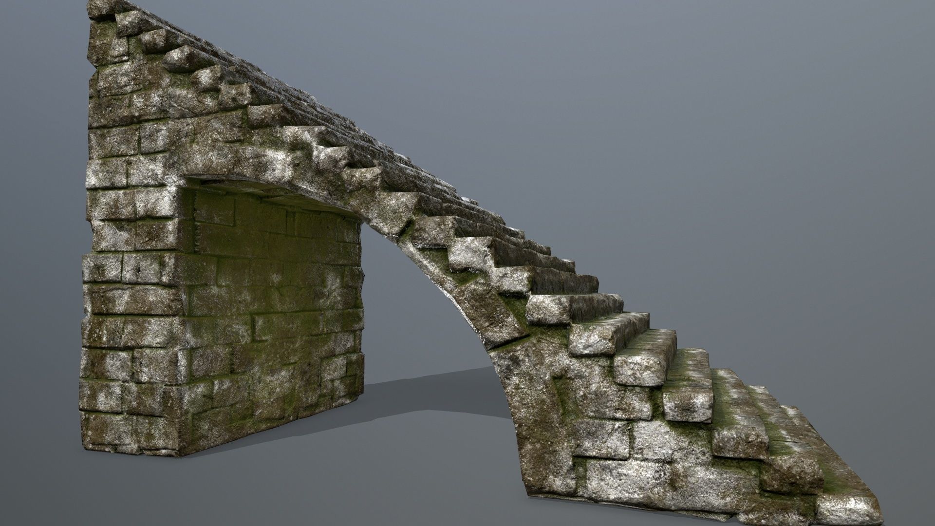 stairs brick wall Low-poly 3D model_7