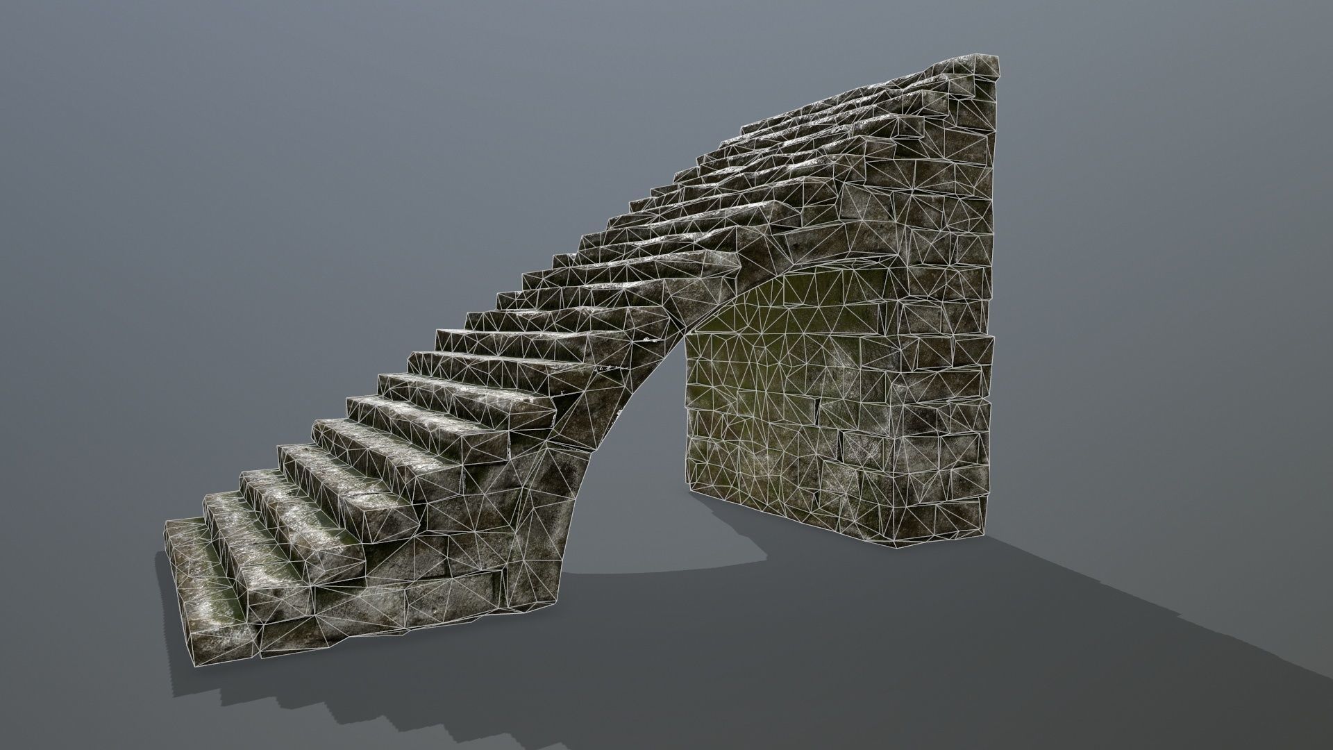 stairs brick wall Low-poly 3D model_13