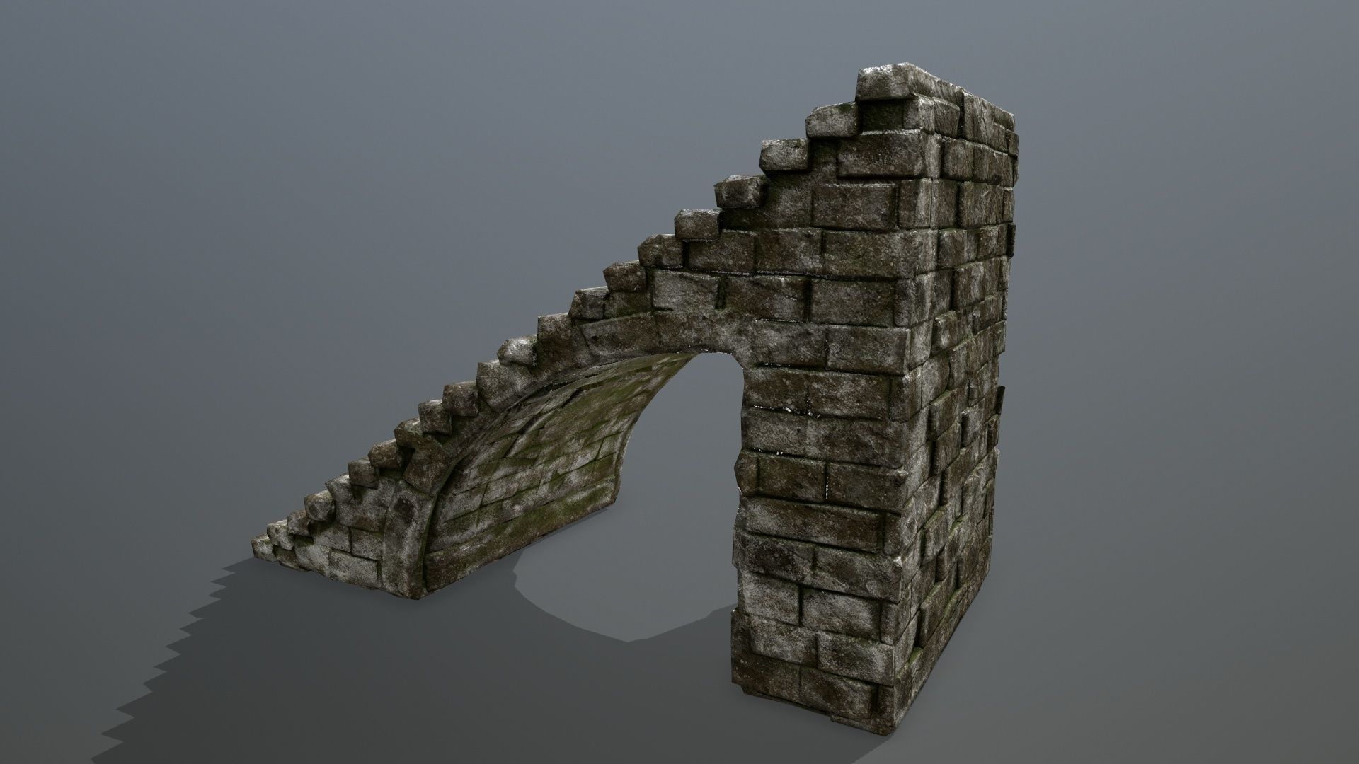 stairs brick wall Low-poly 3D model_4