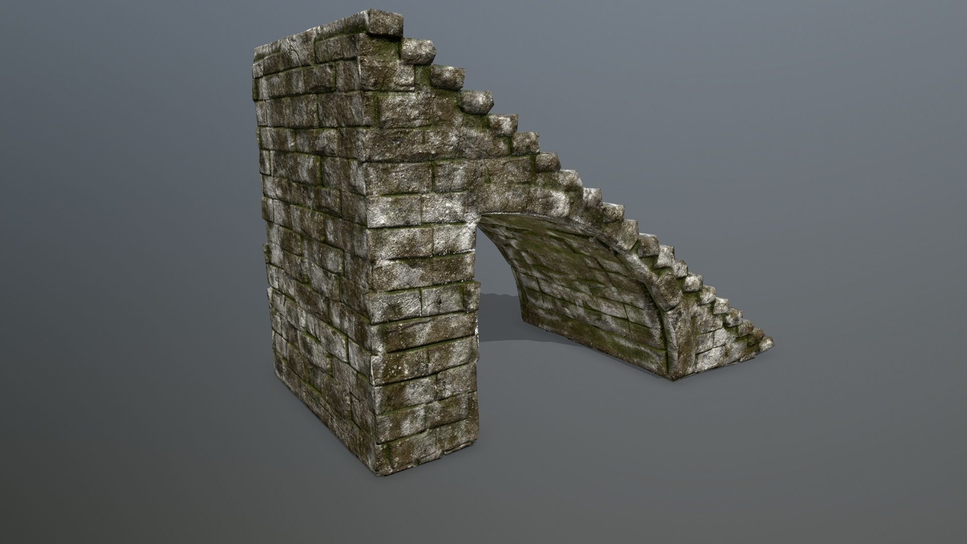 stairs brick wall Low-poly 3D model_2