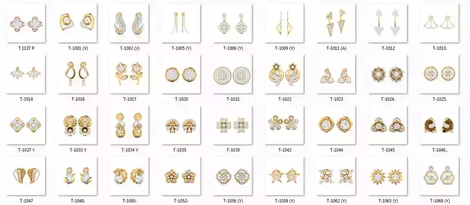 Collection 147 Women Earrings 3dm jcd render details 3D print model