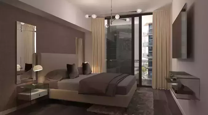 bedroom in modern apartment