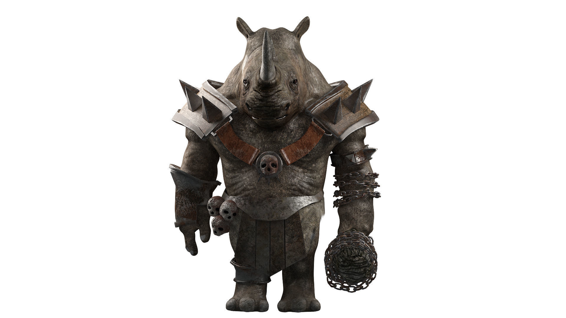 rhino warrior game character  version 2 Low-poly 3D model_14