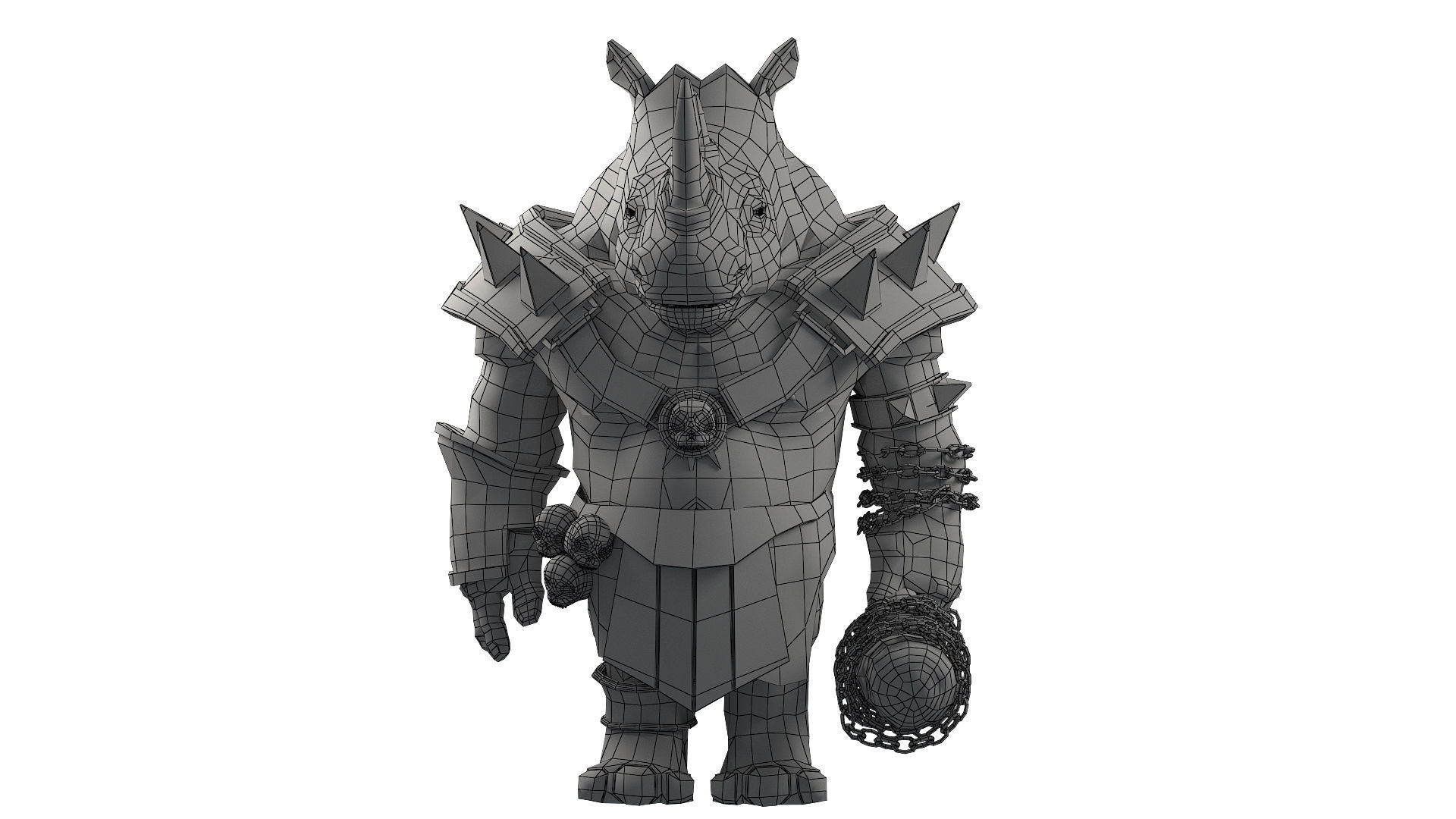 rhino warrior game character  version 2 Low-poly 3D model_15