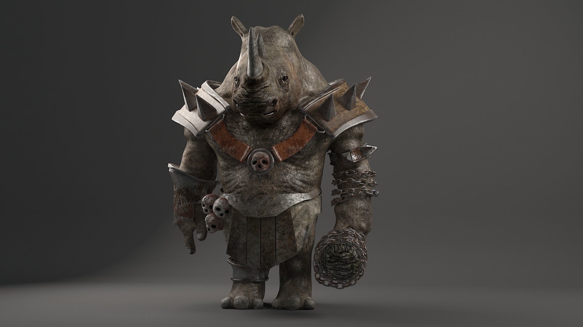 rhino warrior game character  version 2 Low-poly 3D model_5