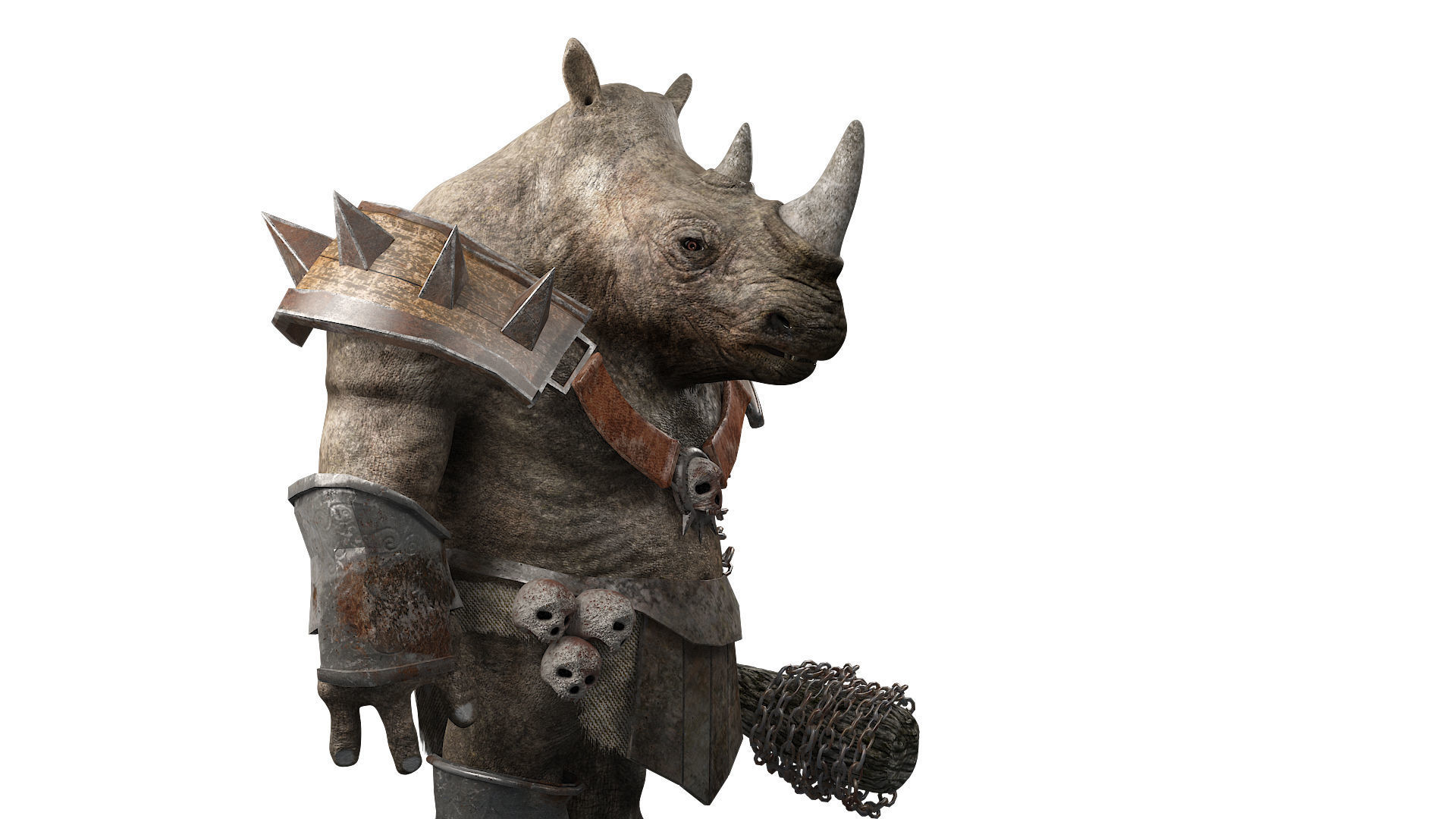 rhino warrior game character  version 2 Low-poly 3D model_13