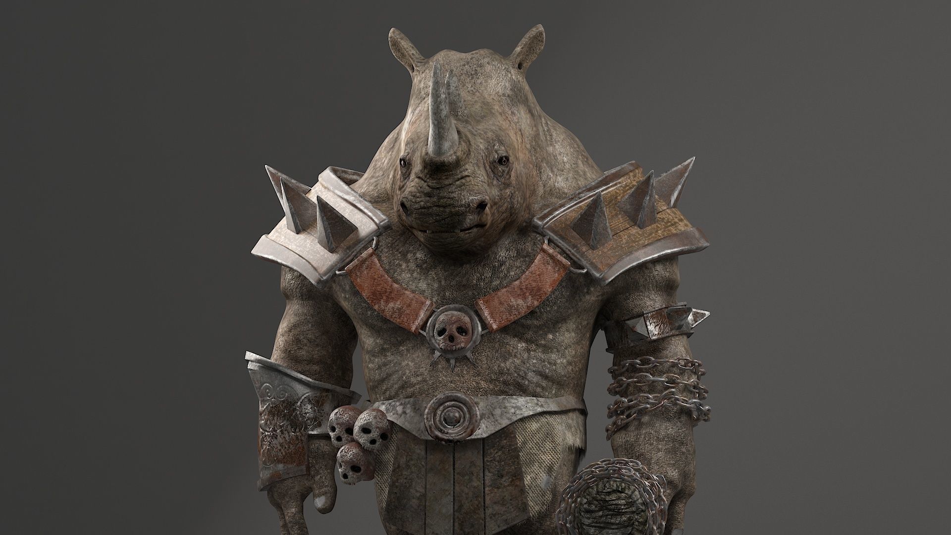 rhino warrior game character  version 2 Low-poly 3D model_9