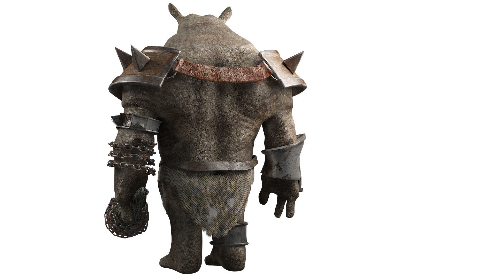 rhino warrior game character  version 2 Low-poly 3D model_3