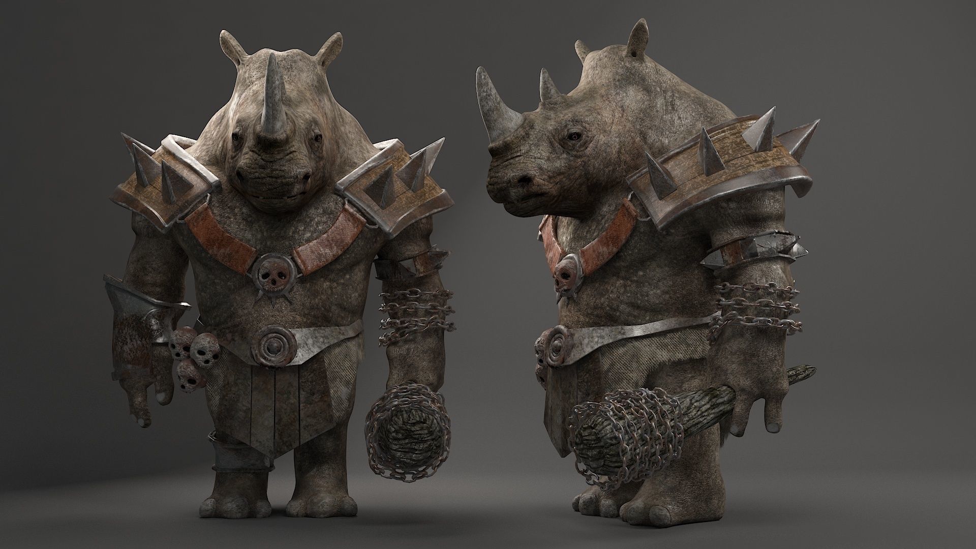 rhino warrior game character  version 2 Low-poly 3D model_8