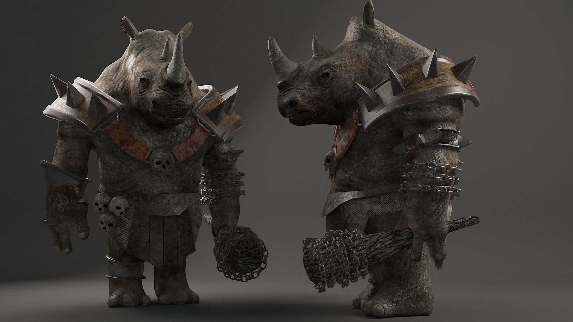 rhino warrior game character  version 2 Low-poly 3D model_6