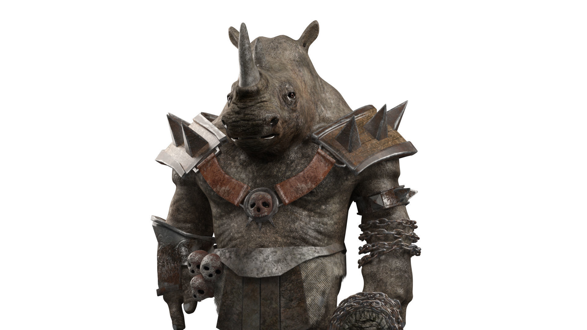 rhino warrior game character  version 2 Low-poly 3D model_2