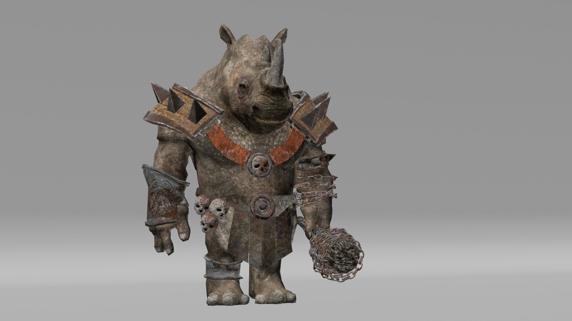 rhino warrior game character  version 2 Low-poly 3D model_10