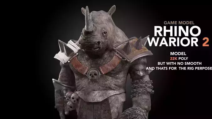 rhino warrior game character  version 2 Low-poly 3D model