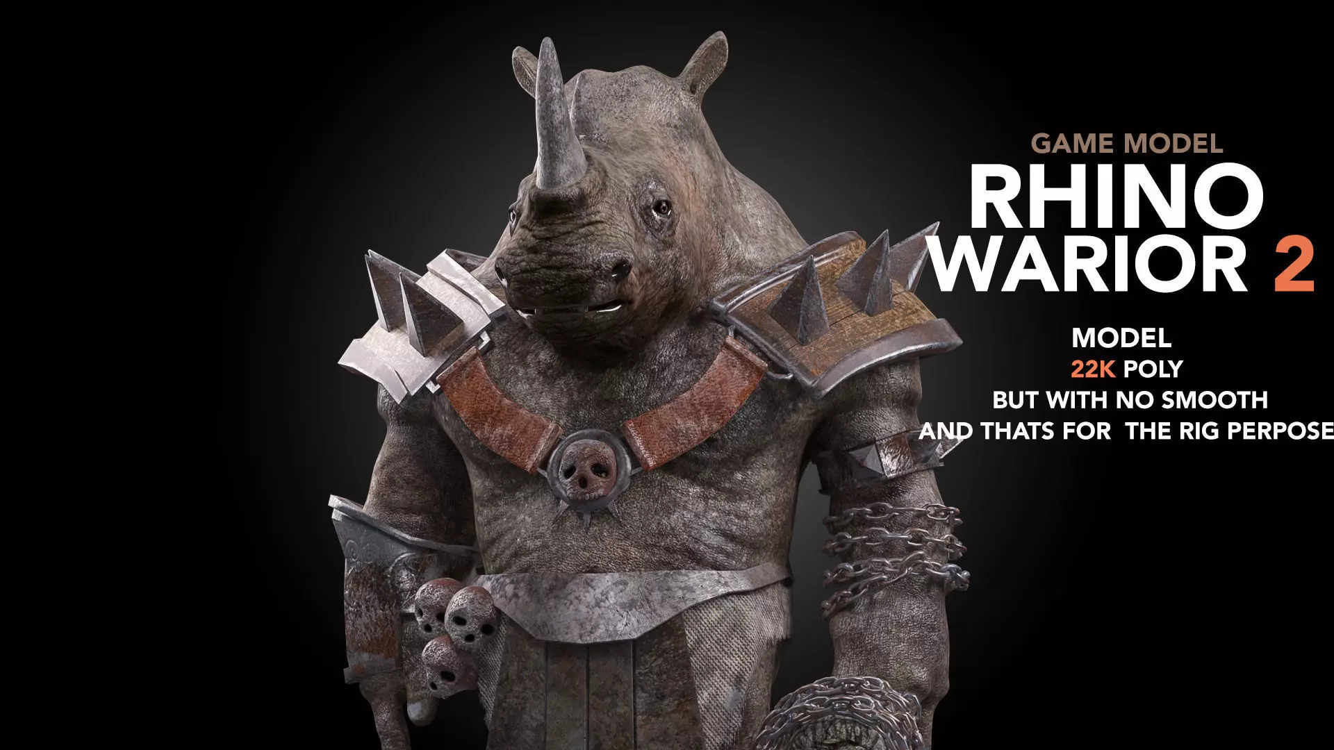 rhino warrior game character  version 2 Low-poly 3D model_0