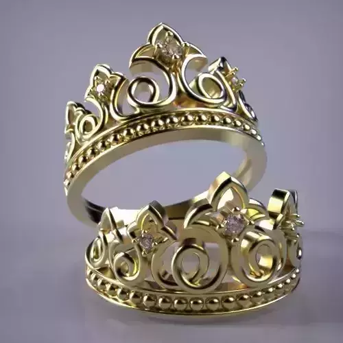 Crown ring Silver Gold  Print