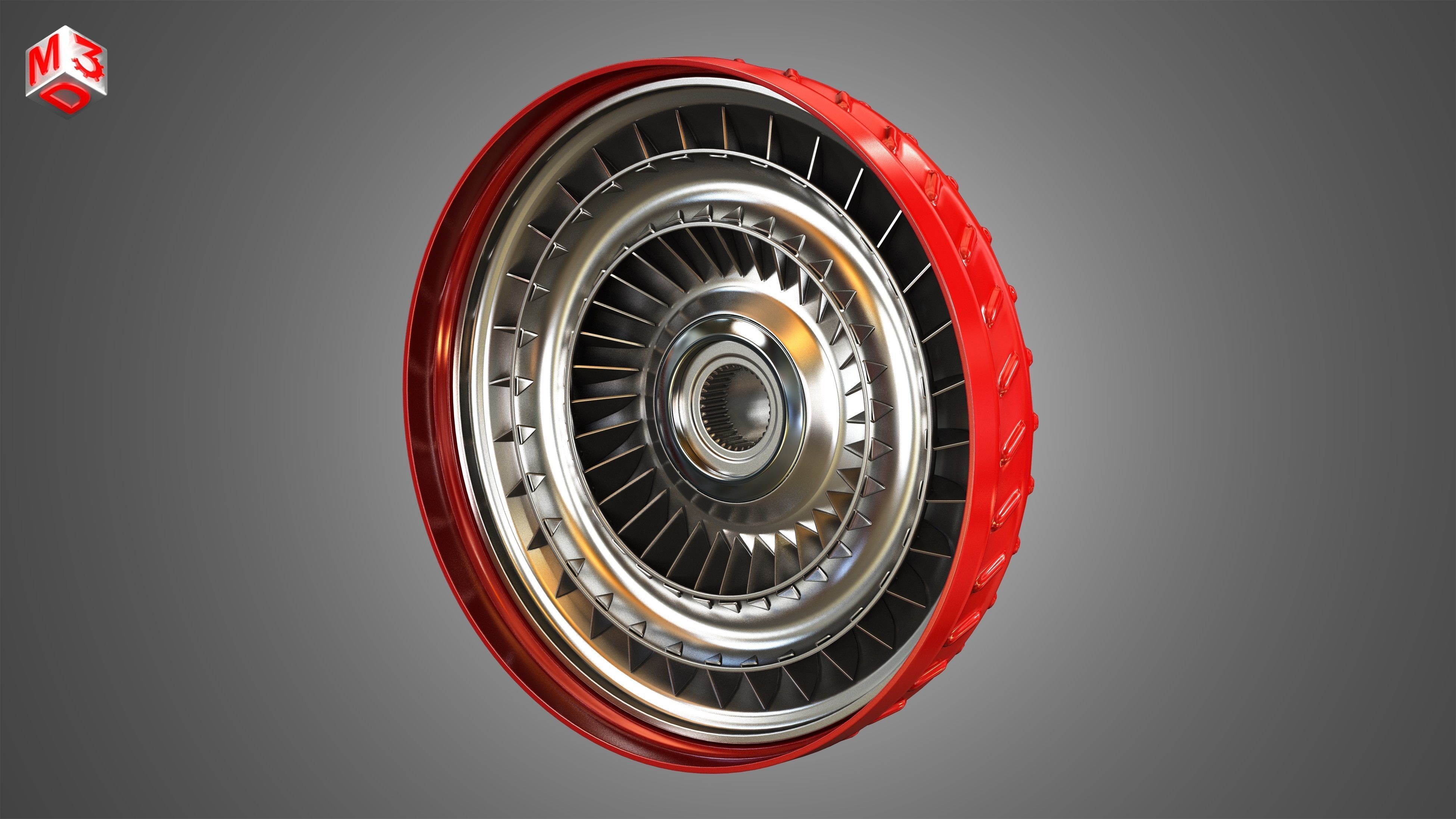 Transmission Torque Converter - with 5 Interior Parts 3D model_3