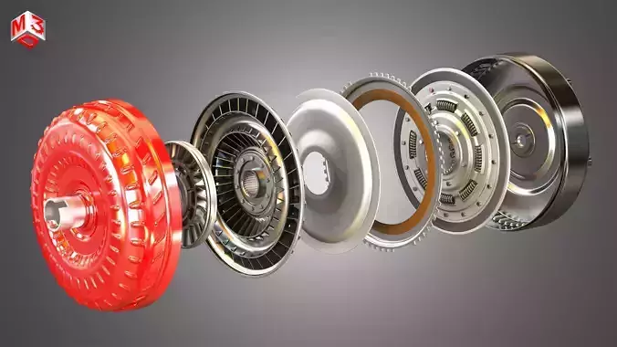 Transmission Torque Converter - with 5 Interior Parts 3D model