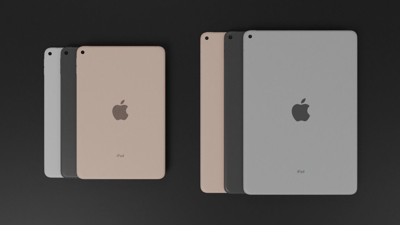 iPad Mini 5 2019 And iPad Air 3 2019 All Official Colors Bundle 3D model_2
